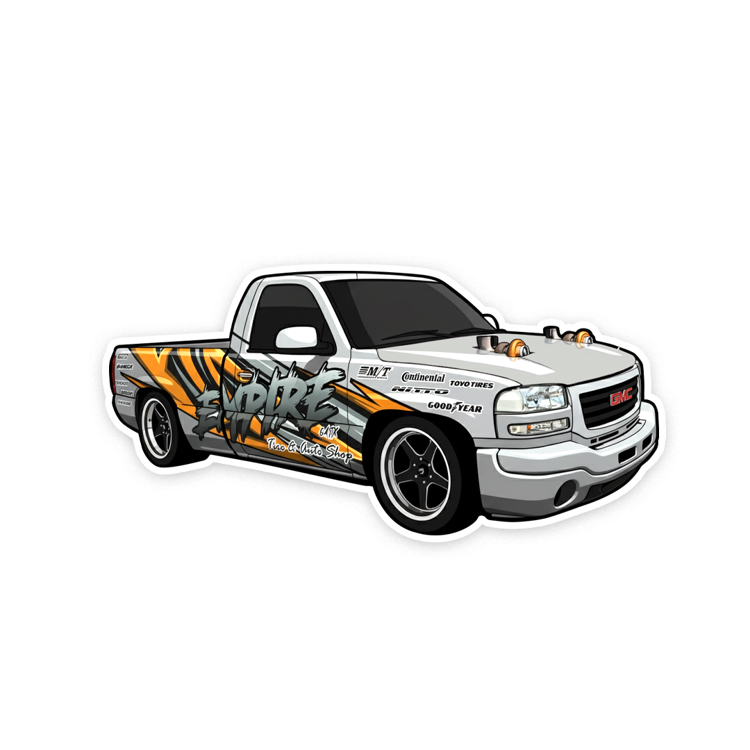 Empire Tire and Auto Shop Burn Out Truck Decal