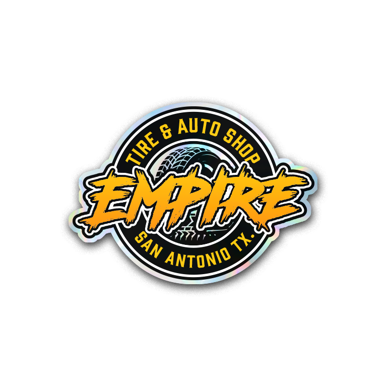 Empire Tire and Auto Shop Round Fire Sticker